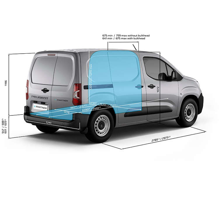Розміри вантажного відділення Peugeot e-Partner